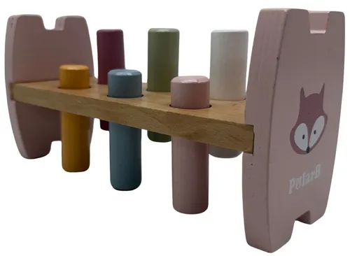 Pink Wood Fox Pounding Bench Toy