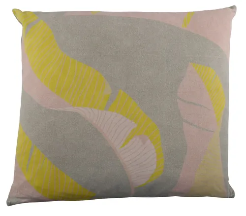 Yellow & Pink Abstract Floral Throw Pillow
