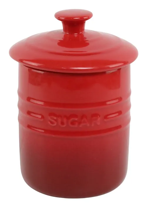 Gradient Red Ceramic Sugar Canister With Lid