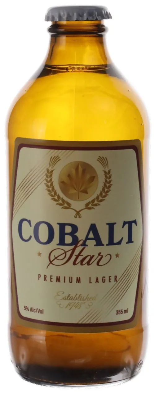 Generic Cobalt Star Beer Bottle With Contents