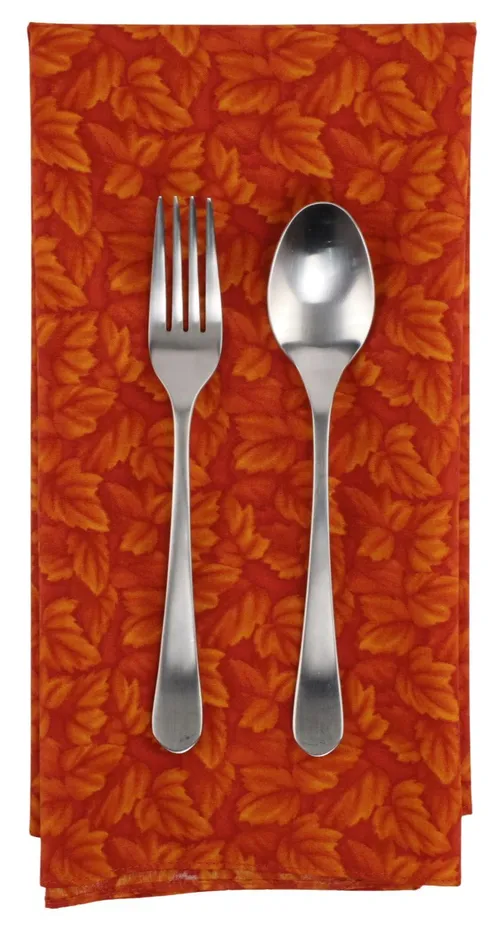 Orange Autumn Leaves Pattern Napkin