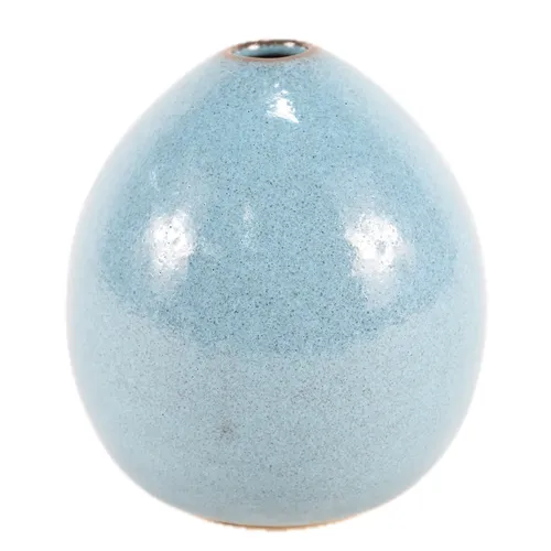 Speckled Blue Ceramic Egg Vase