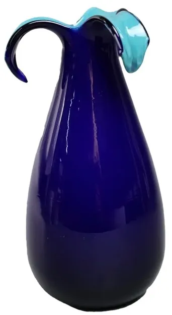 Dark Blue With Cyan Blue Interior Glass Vase