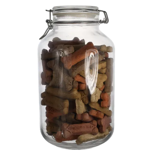 Large Clear Glass Canister With Dog Bone Treats
