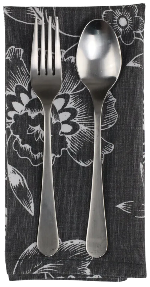Dark Grey With White Floral Pattern Napkin