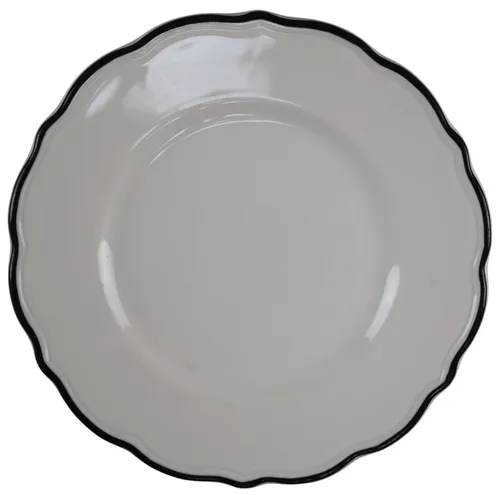 White With Black Scalloped Rim Side Plate