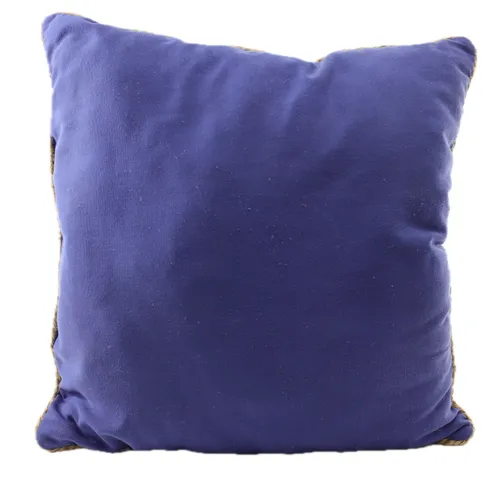 Cobalt Blue With Hemp Braided Trim Throw Pillow