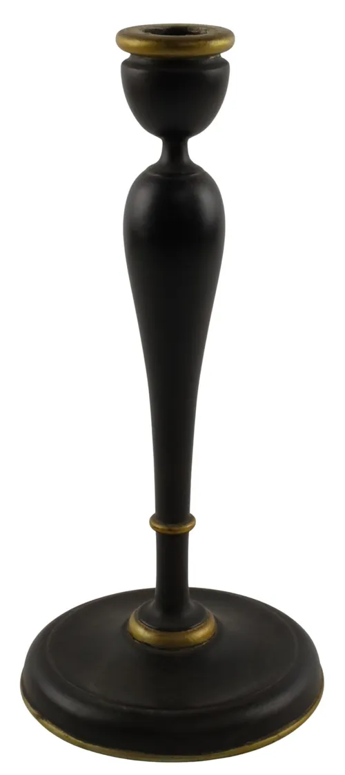 Antique Black & Gold Wood Candle Holder