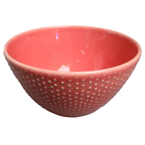 Coral Embossed Dot Ceramic Serving Bowl