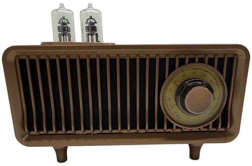 Mini Desktop Woodgrain Radio With Vacuum Tubes
