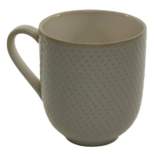 Raised Taupe Micro Dots On White Mug