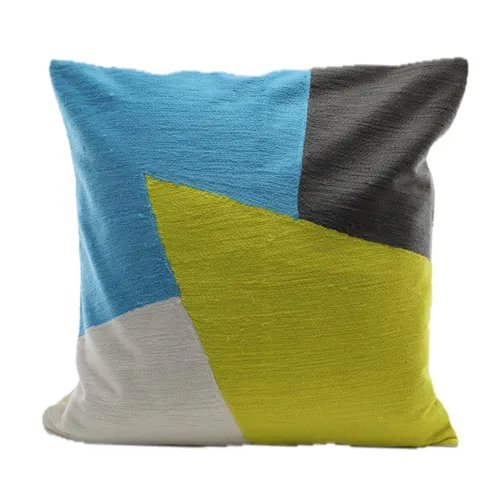 Celestial Blue & Grey & Neon Yellow Throw Pillow