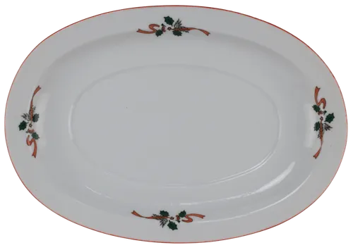 White Ceramic Christmas Holly Serving Platter