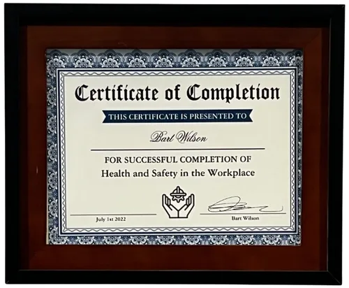Health & Safety Diploma In Wood & Black Frame