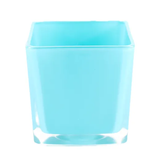 Turquoise Glass Square Vase