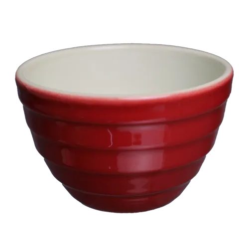 Crimson Red Ribbed Ceramic Small Bowl