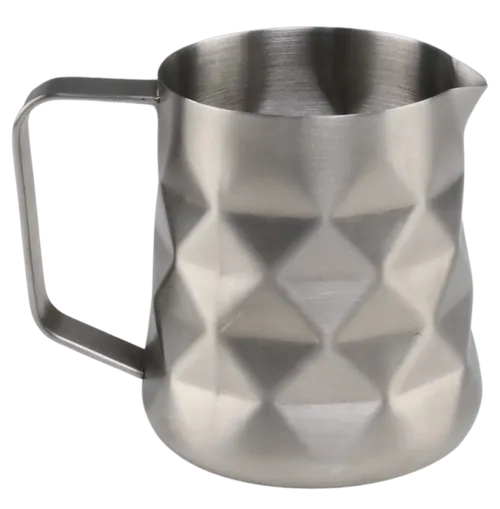 Brushed Steel Geometric Milk Frothing Pitcher