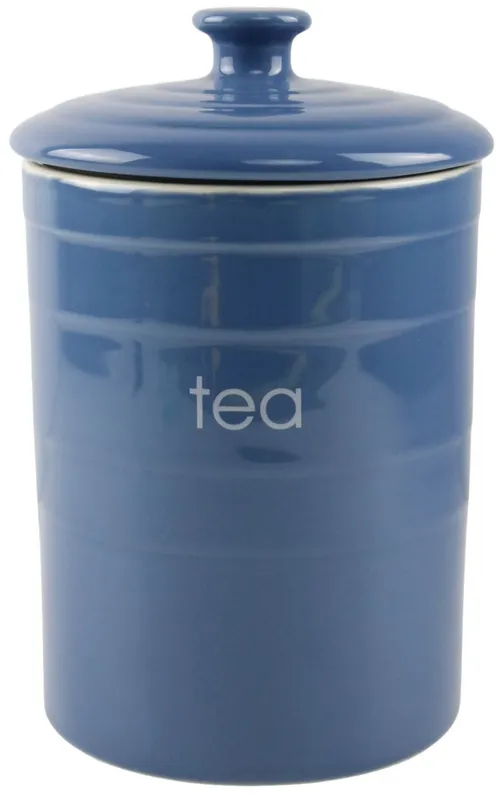 Blue Ceramic Tea Canister With Lid