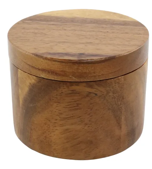 Acacia Wood Round Box With Lid