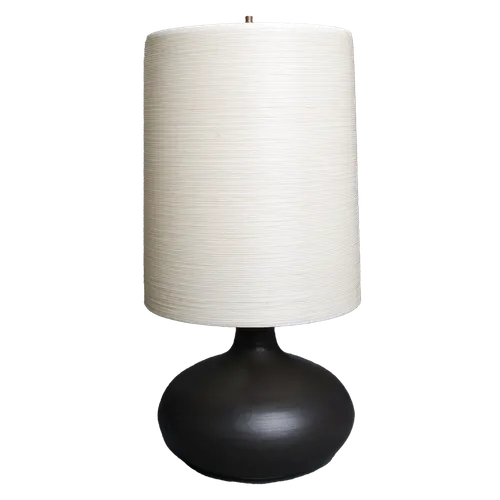 Vintage Black Ceramic Lotte Table Lamp With Fibreglass Shade