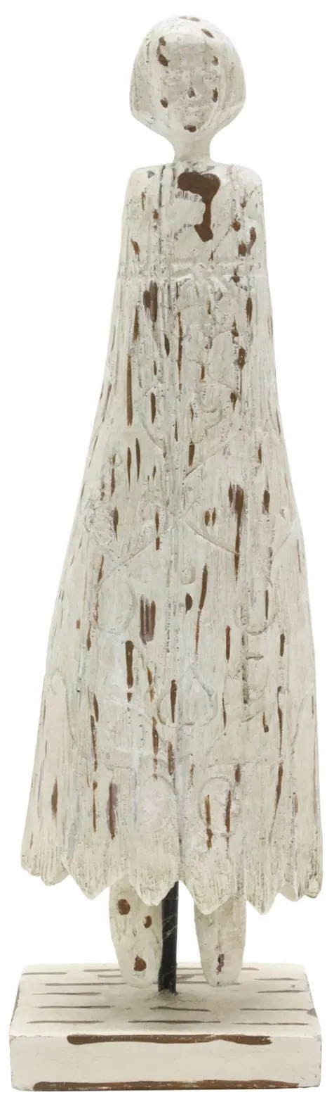 White Carved Woman Figure On Stand