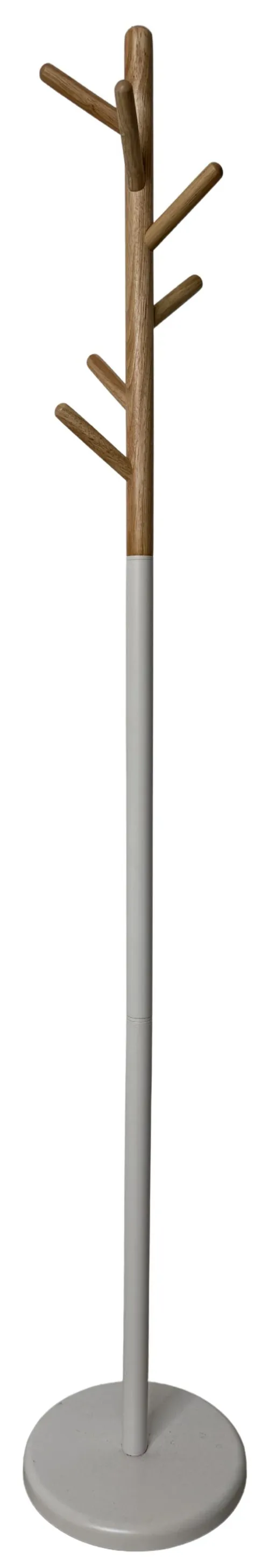 White & Wood Freestanding Coat Rack