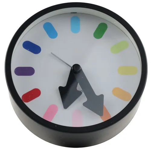 Black & Multicolour Round Clock 