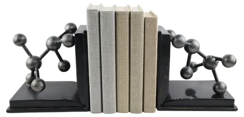 Black & Silver Metal Molecule Bookend Set