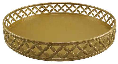 Gold X Lattice Round Serving Tray