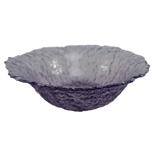 Lavender Purple Rippled Glass Serving Bowl