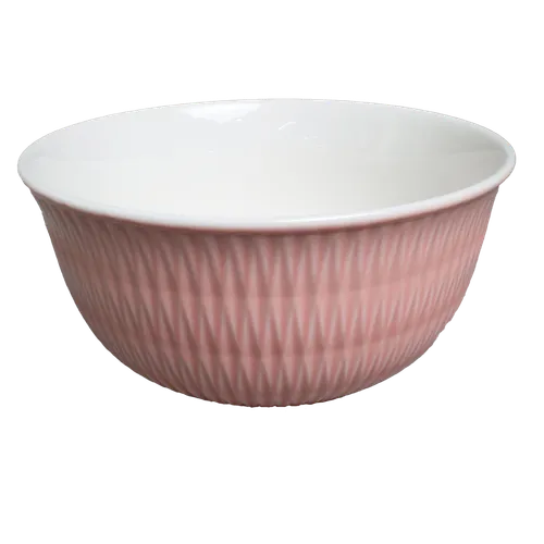 Salmon Pink Diamond Pinstripe Ceramic Mixing Bowl