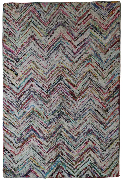 Multicolour Herringbone Rag Area Rug 4' W x 5'11