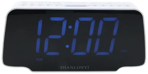 White Alarm Clock With Large Blue Digital Display