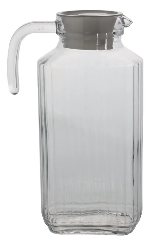 Clear Glass Ribbed Rectangular Pitcher 