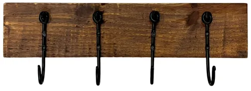 Wood Board With Black Rustic Hooks