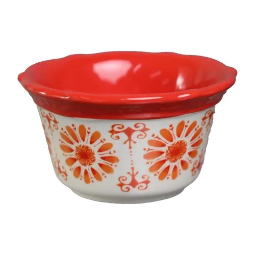 Orange Flowers With Orange Rim Small Bowl