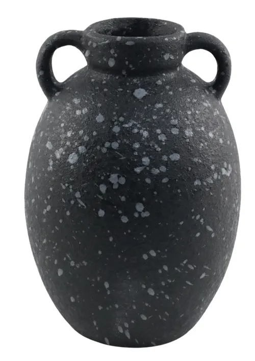 Matte Black Textured Jug Ceramic Vase