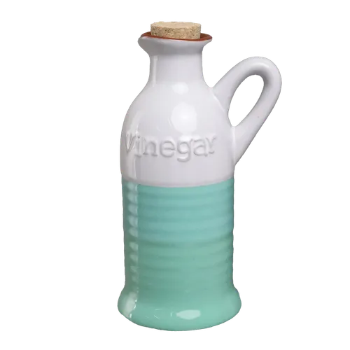 White & Mint Green Ceramic Vinegar Bottle