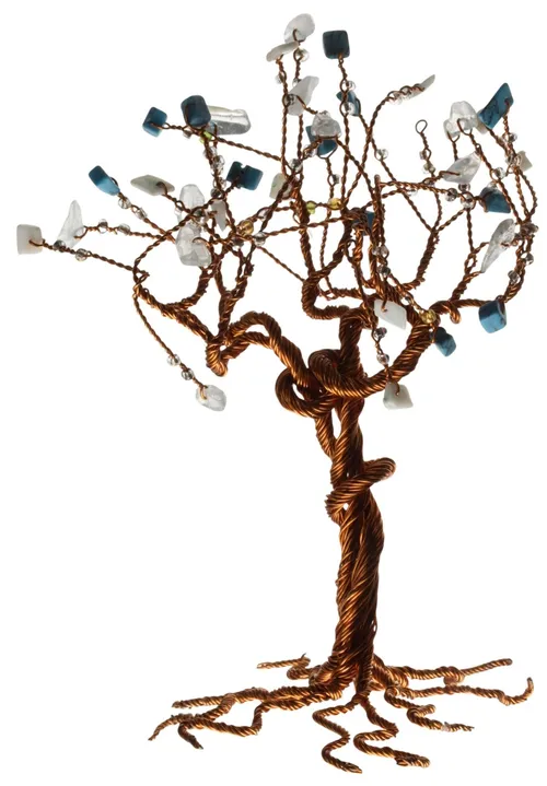 Natural Gemstone Chip Copper Tree 
