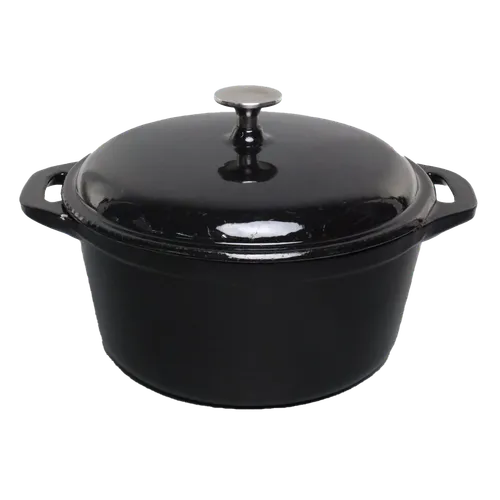 Solid Gloss Black Cast Iron Dutch Oven