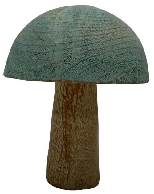 Blue Wood Mushroom Figure