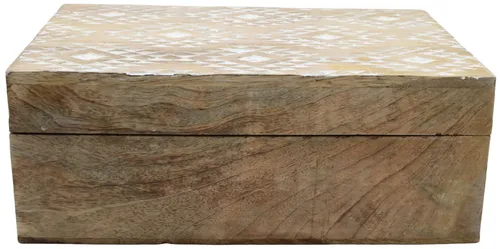 Wood Carved Box With Whitewash Pattern