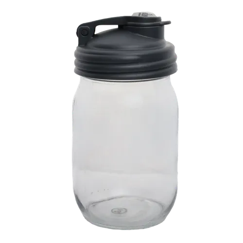 Silver Flip Top Glass Maple Syrup Dispenser