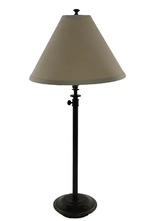 Bronze Adjustable Slim Column Table Lamp With Cream Bell Shade