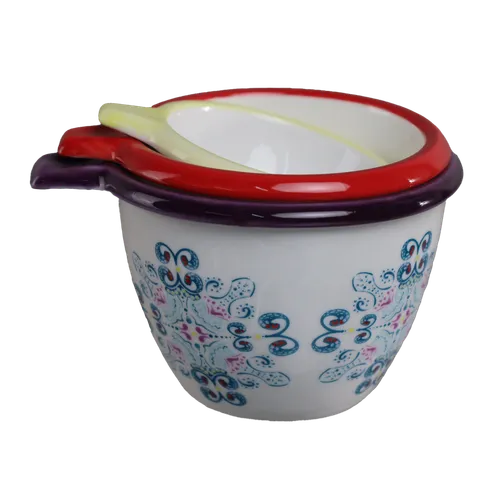 Yellow / Red / Purple Rim 3 Piece Measuring Cup Set