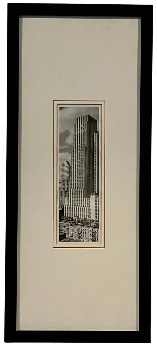 Black & White Photograph Of A Building In Black Frame