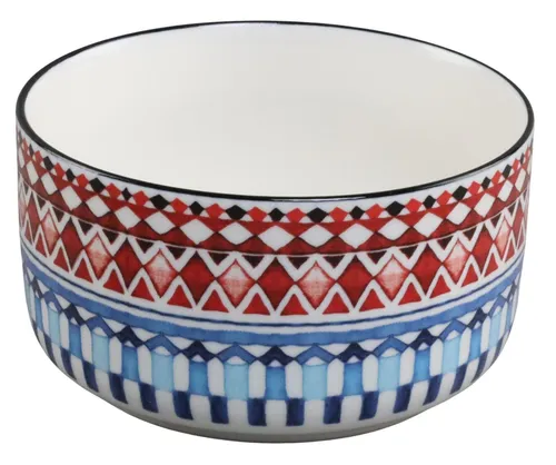 Blue & Red Pattern Ceramic Small Serving Bowl