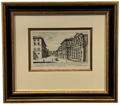 Street Scene In Black & Gold Frame