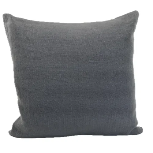 Steel Blue Solid Linen Throw Pillow