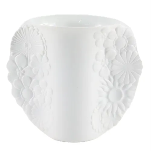 White Sunflower Edged Ceramic Vase